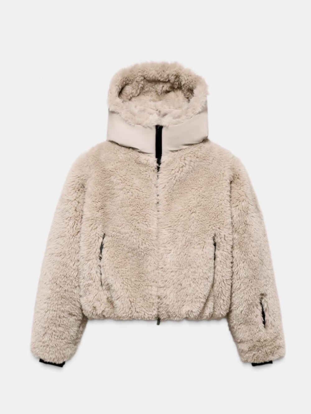 ZARA SHORT FAUX FUR HOODIE COAT SKI COLLECTION MINK BROWN 8073/027 TEDDY
